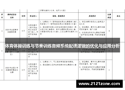 体育体操训练与节奏训练音频系统配速逻辑的优化与应用分析